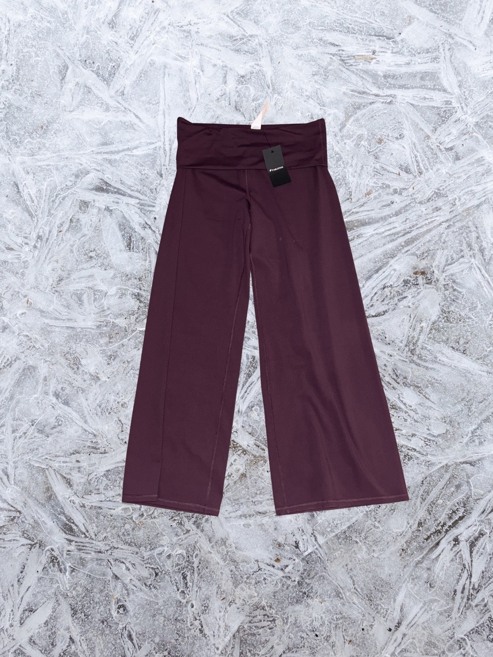 NWT Fabletics PureLuxe Foldover Straight Leg Pants Plum Medium Regular Yoga